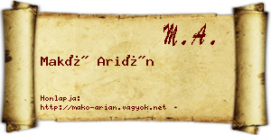 Makó Arián névjegykártya